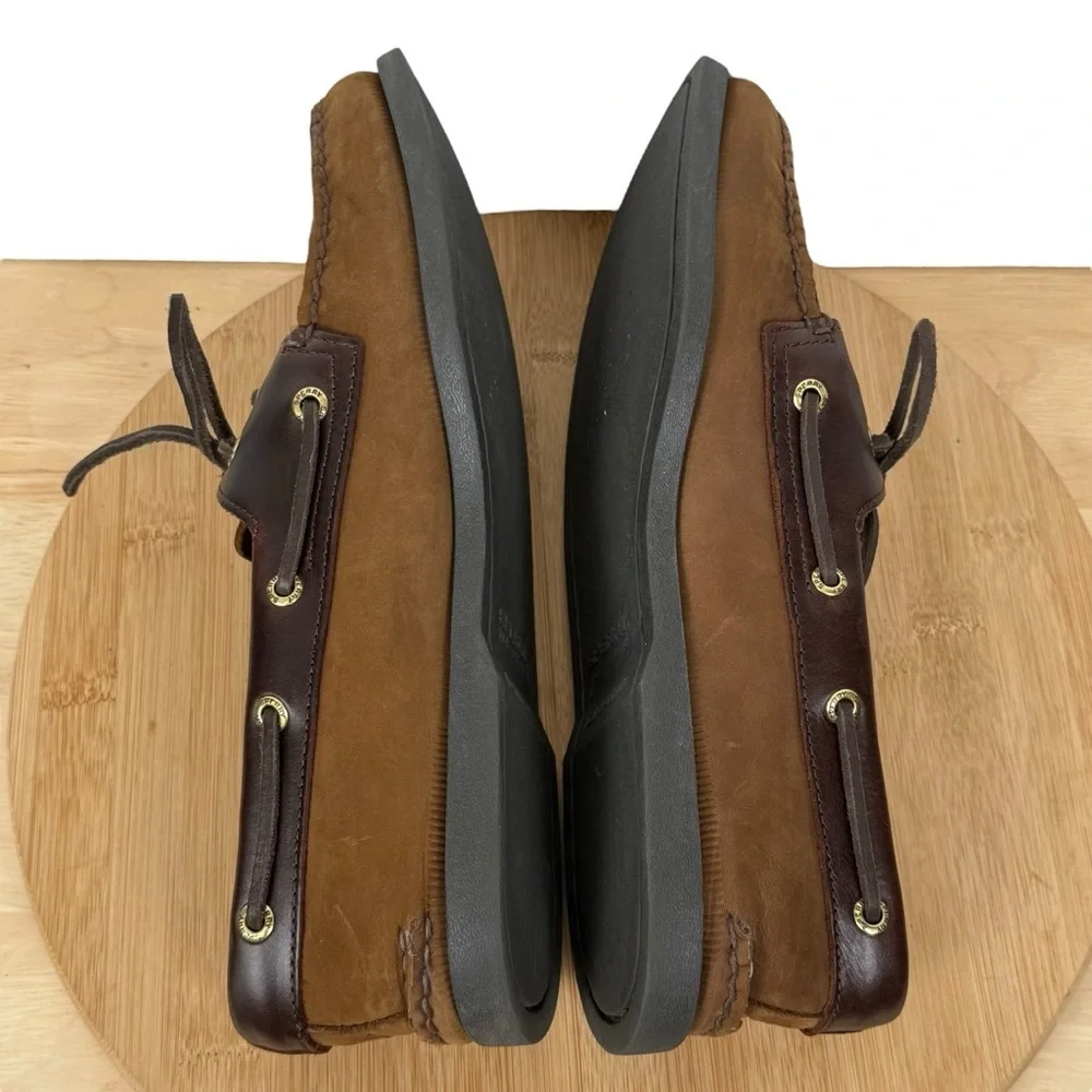 Sperry Top-Sider Men’s 2-Eye Brown Leather Boat Shoes – Size 10W